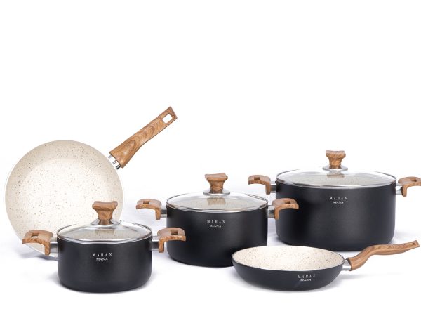 سرویس قابلمه 8 پارچه ماهان دسته چوبی