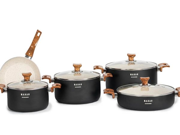 سرویس قابلمه 8 پارچه ماهان دسته چوبی